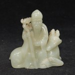 Antiker Shou-Lao mit Deer und Stab mit Drachen